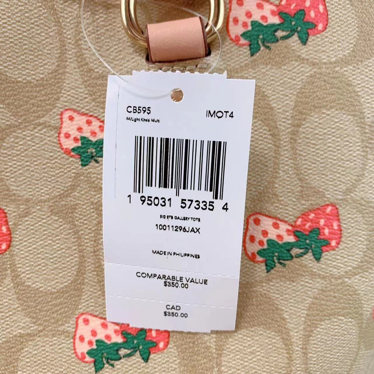 Coach CB595 Gallery Tote In Signature Canvas With Strawberry Print In Gold/Light Khaki Multi Coach CB595 Gallery Tote In Signature Canvas With Strawberry Print In Gold/Light Khaki Multi